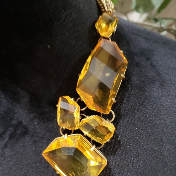 Womens Fashion Gold Tone Wheat Chain Rhinestone Collar Necklace W/ Spring Ring - Picture 4 of 8